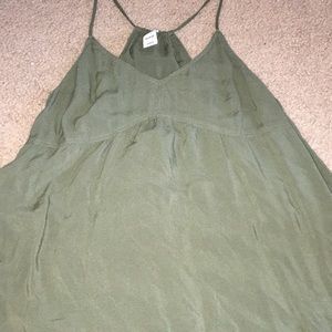 Olive green spaghetti-strap blouse